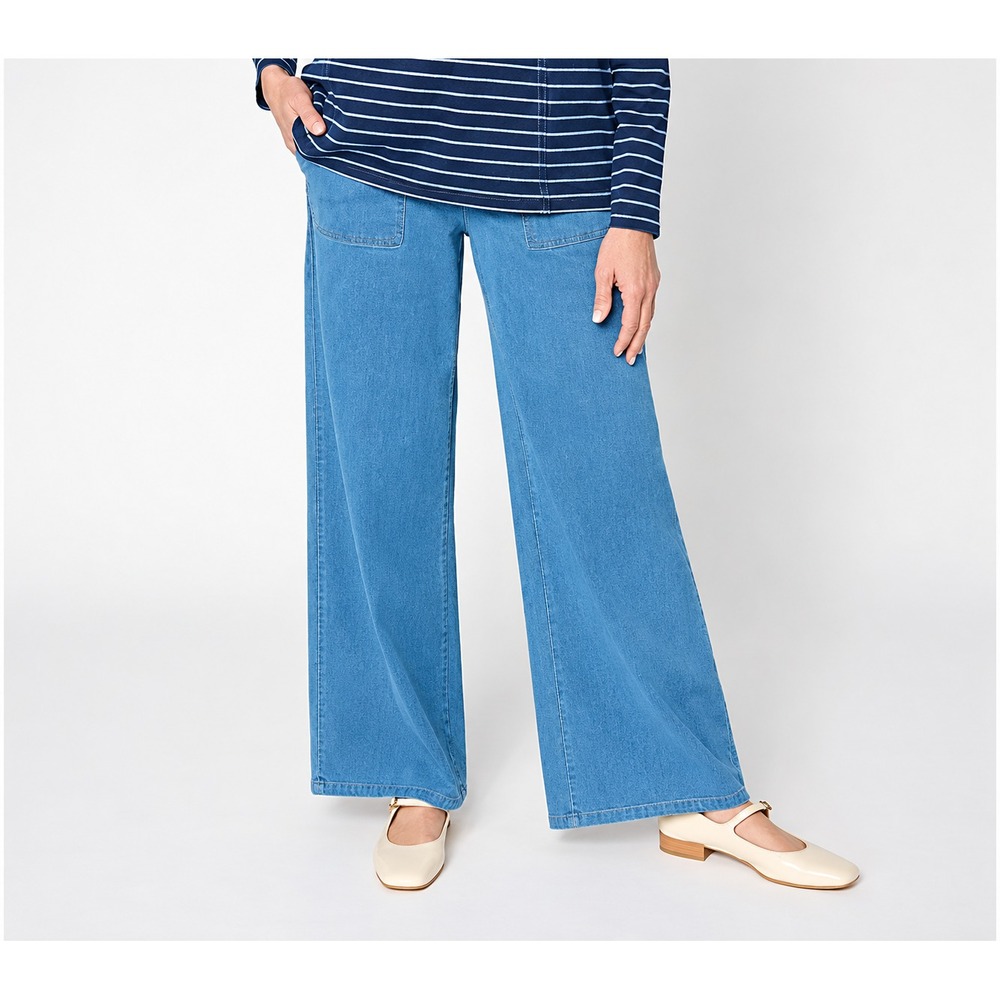 Denim & Co. Petite Comfy Knit Air Wide-Leg Pants with Drawstring True Medium, PM